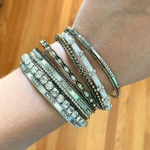 Women’s new with tags set of 12 fun and feminine bangle bracelets, sparkly bling